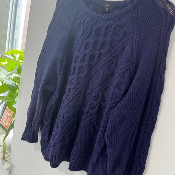 J. Crew Dark Blue Diagonal Cable Knit Sweater Size 2X - Picture 3 of 7
